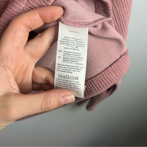 Madewell Striped Jacquard Funnelneck Rosewood Pink Long Sleeve Top Size M NWT - Picture 9 of 16